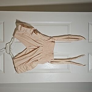Layner Peach Ruffle Sleeve Side Tie Top Size M